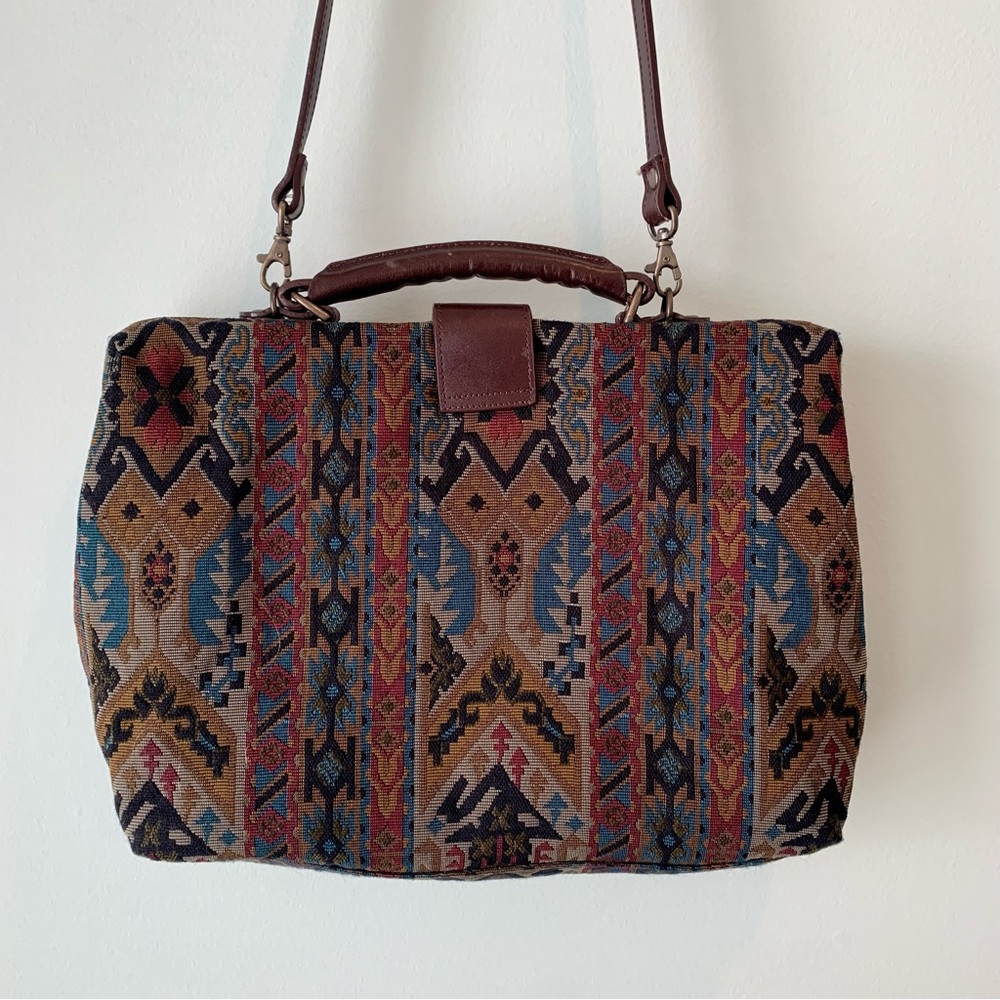 Vintage Express Tapestry RARE Unique Crossbody Handle Bag Handbag Satchel